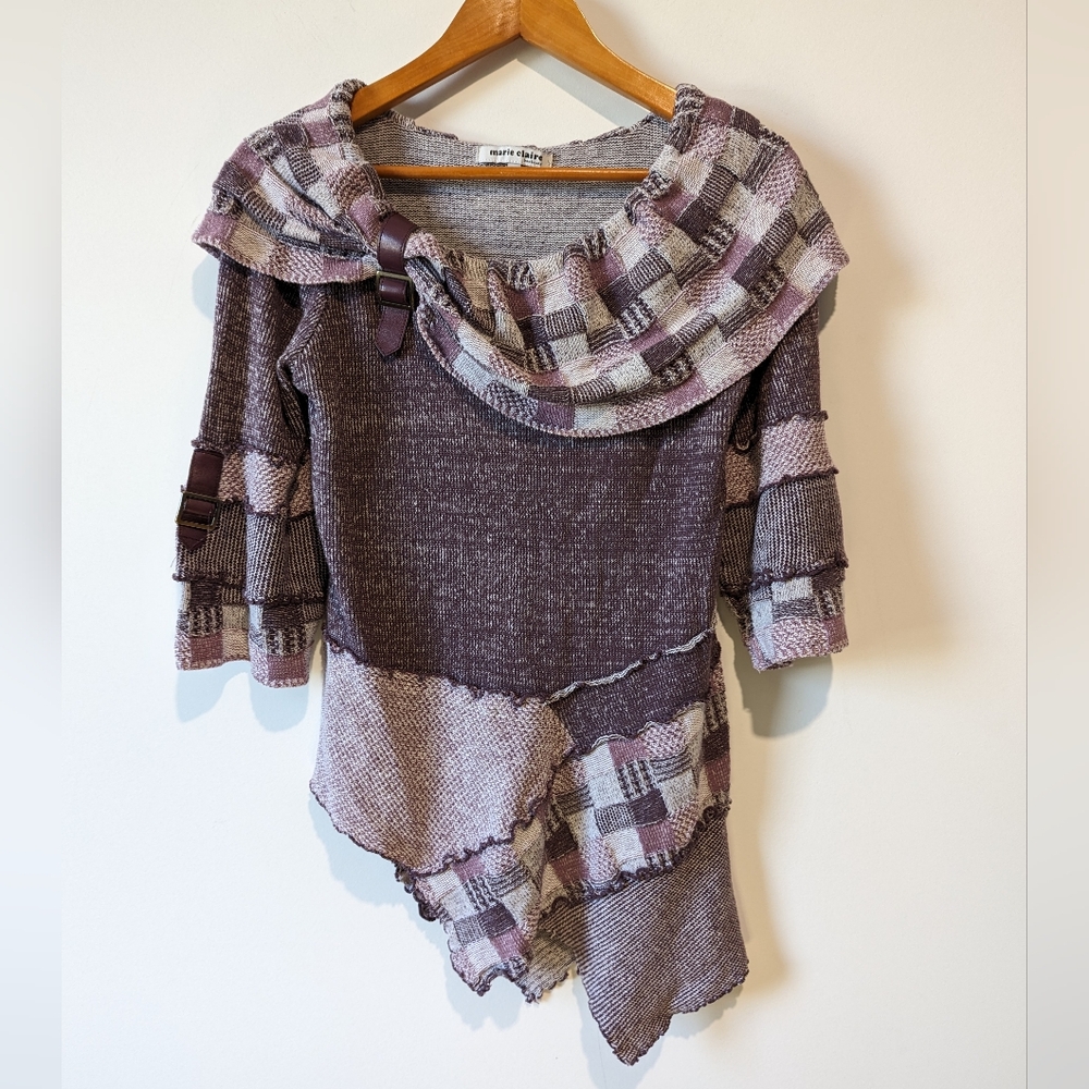 Marie-Claire Purple Patchwork Asymmetrical Sweater